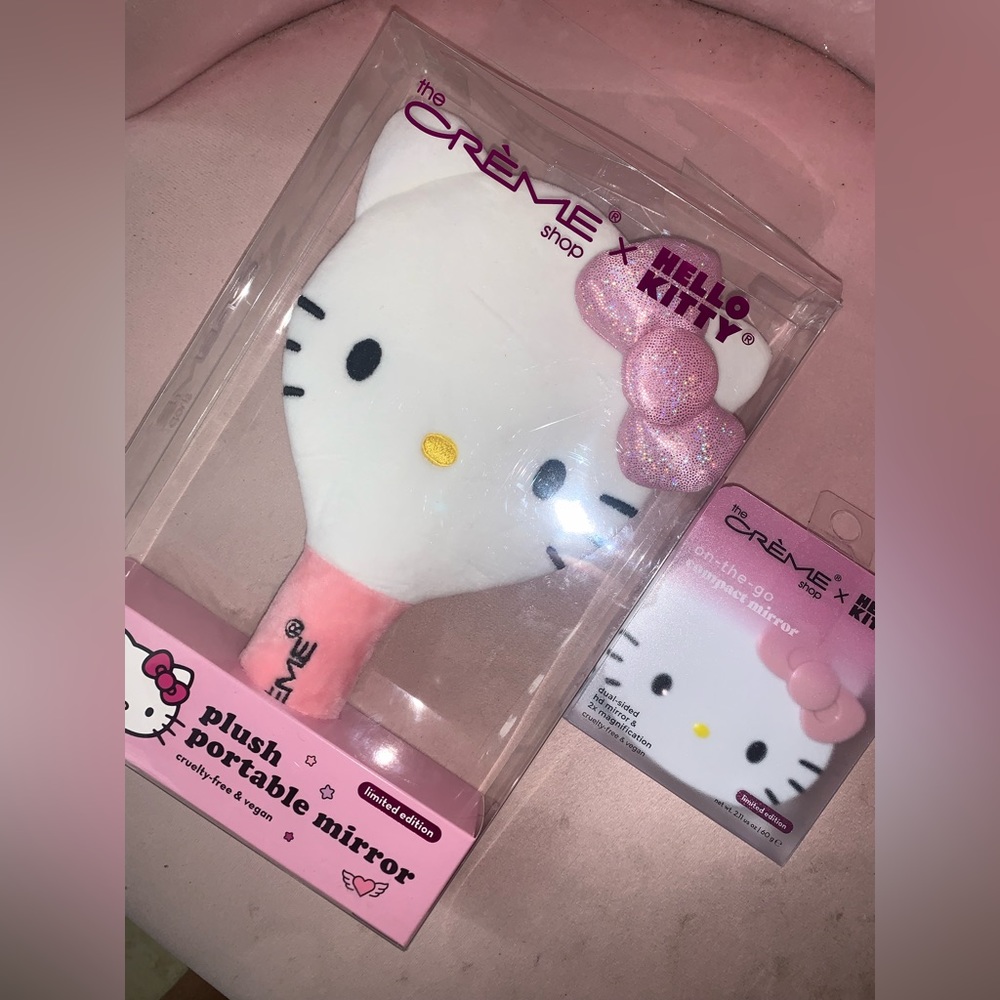 Hello kitty plush handheld mirror